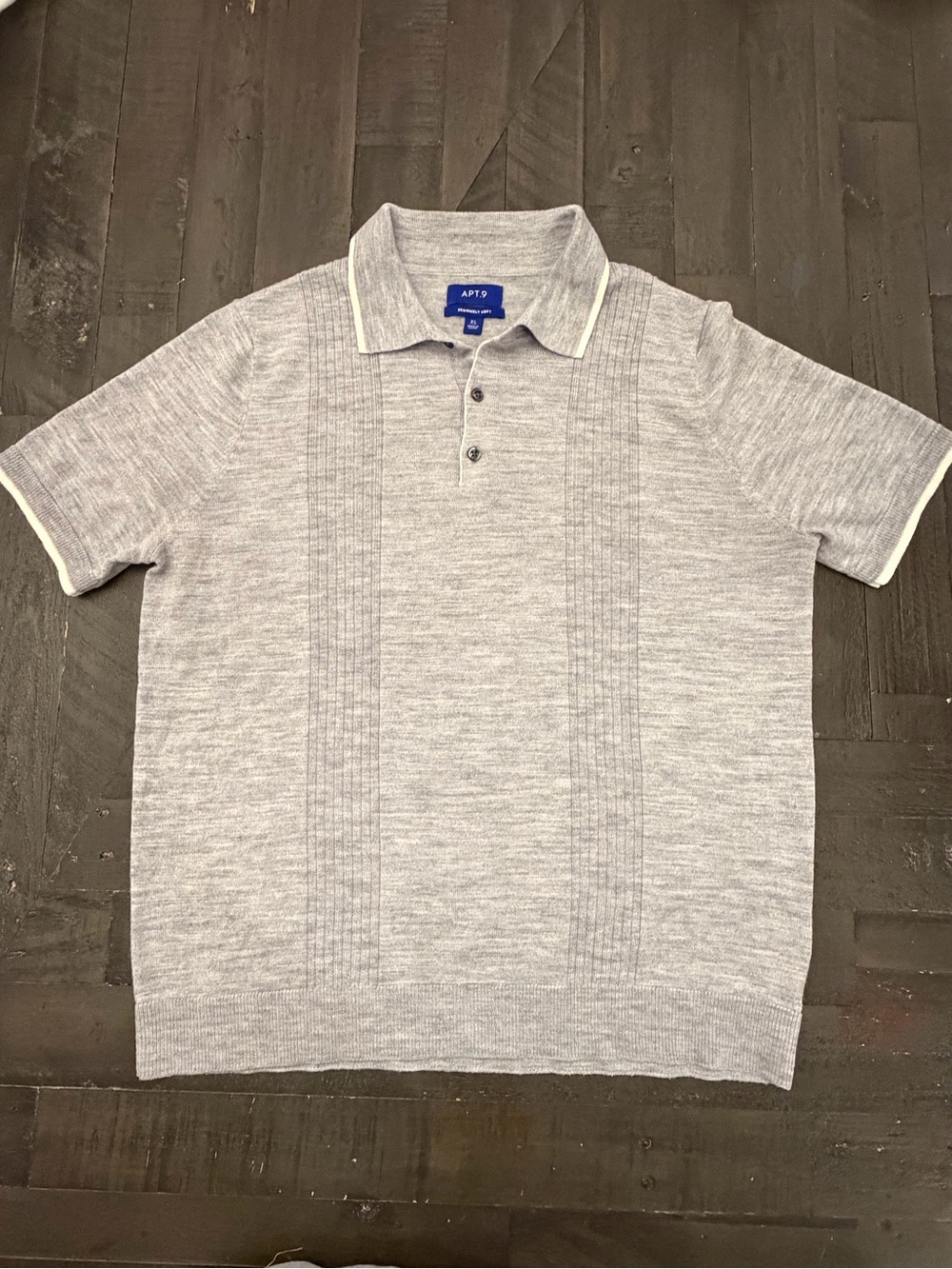 Apt. 9 Light Gray Knit Polo with White Trim